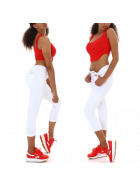 Jela London Damen High-Waist Capri Jeans 7/8 Stretch Push-Up Weiß