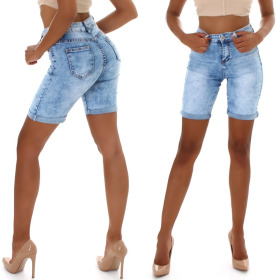 Jela London Damen High-Waist Jeansshorts Bermuda-Jeans...