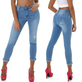 Jela London Damen High-Waist Capri-Jeans Skinny Stretch...