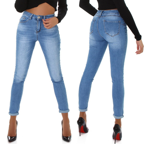 Jela London Damen High-Waist Jeans Skinny Stretch Stone Washed