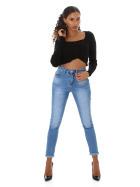 Jela London Damen High-Waist Jeans Skinny Stretch Stone Washed