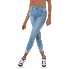 Jela London Damen High-Waist Jeans Skinny Stretch Frayed...