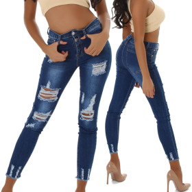 Jela London Damen High-Waist Jeans Destroyed Skinny Stretch