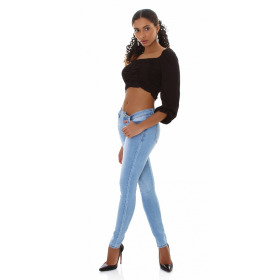 Jela London Damen High-Waist Jeans Stretch Skinny Slim