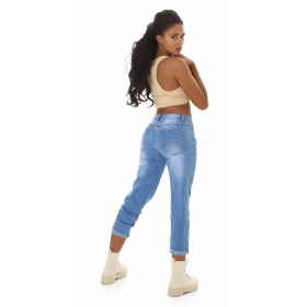 Jela London Damen High-Waist Jeans Weites Bein Mom-Fit Stretch