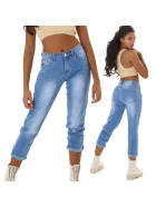 Jela London Damen High-Waist Jeans Weites Bein Mom-Fit Stretch