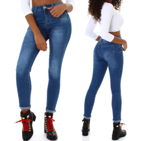 Jela London Damen High-Waist Jeans Stretch Push-Up...
