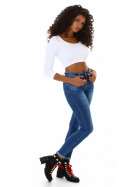 Jela London Damen High-Waist Jeans Stretch Push-Up Stone-Washed