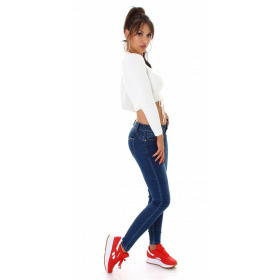 Jela London Damen Stretch-Jeans Skinny Stone-Washed Slim