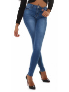 Jela London Damen High-Waist Stretch-Jeans Stone-Washed Slim