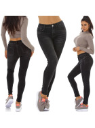 Jela London Damen High-Waist Stretch-Jeans Skinny Slim Schwarz