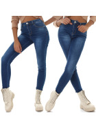 Jela London Damen High-Waist Stretch-Jeans Skinny Stone-Washed