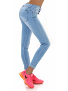 Jela London Damen Push-Up Jeans High-Waist Bleached Stretch Skinny Slim