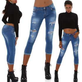 Jela London Damen Capri Stretch Jeans 3/4 Low Rise...