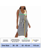Damen Kleid CrissCross Bindegürtel zweifarbig gerippt