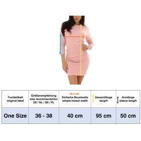 Enzoria Damen Mini Strickkleid tailliert gerippt Flügelärmel, Grau