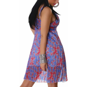 Graffith Chiffon Kleid Sommerkleid knielang Plissee Träger, Blau