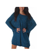Jela London Feinstrick Pullover Oversize Wellness Lochnieten, Navy-Blau