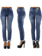 Blue Rags Push-Up Stretch Jeans Linien Risse Hoher Bund 36