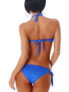 Push-Up Neckholder Bikini-Set mir Raffung & Brosche, Blue 36