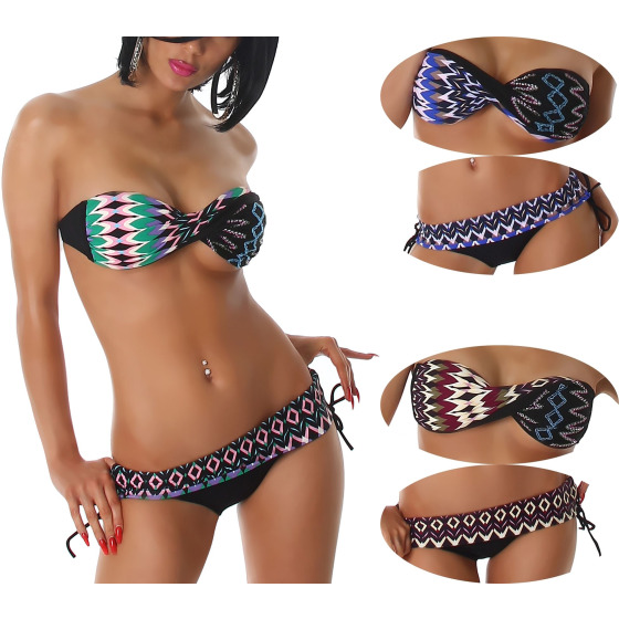 Jela London Damen Twisted Bandeau Bikini-Set im aztekischen Muster (32 - 40)