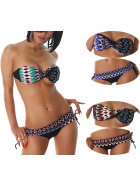 Jela London Damen Twisted Bandeau Bikini-Set im aztekischen Muster (32 - 40)