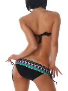 Twisted Bandeau Bikini-Set im aztekischen Muster, Grün 36