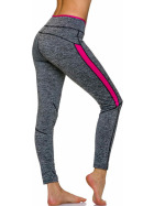 Sport-Leggings m. Farb-Streifen & Melange, Grey-Pink XL