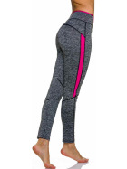 Sport-Leggings m. Farb-Streifen & Melange, Grey-Pink XL