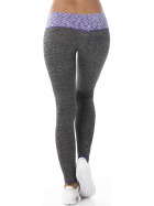 Damen Fitness Leggings lang zweifarbig Streifen Stretch, Lila 36-40