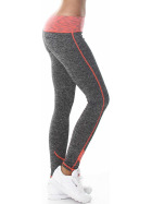 Damen Fitness Leggings lang zweifarbig Streifen Stretch, Orange XLXXL