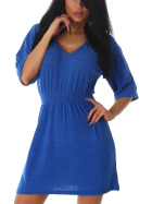 Mini Stretch Feinstrick-Kleid Ripp-Muster, Blau 40