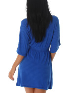 Mini Stretch Feinstrick-Kleid Ripp-Muster, Blau 40