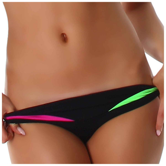 Push-Up Plunge Bikini-SLIP mit Farbspiel Neongrün 32/34 (42/DE 36)