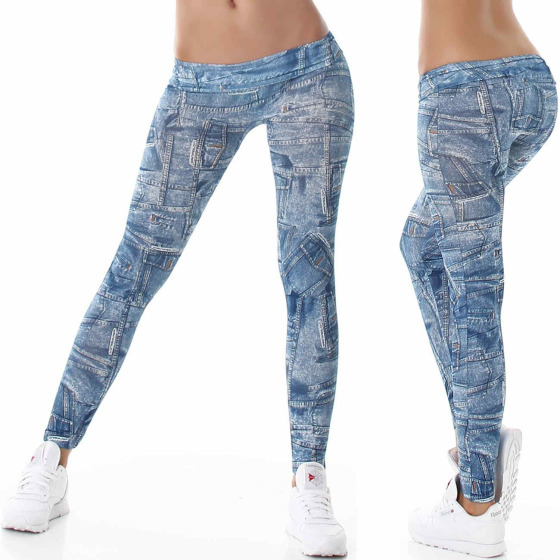 7/8 Capri Print-Leggings Jeans-Look Jeggings, Blau