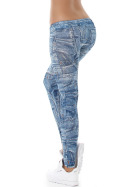 7/8 Capri Print-Leggings Jeans-Look Jeggings, Blau