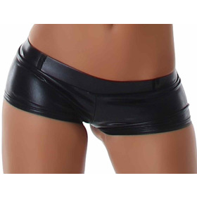 Jela London Wetlook GoGo Hotpants Shorts kurz Glanz metallic, Schwarz S (34/36)