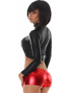Jela London Wetlook GoGo Hotpants Shorts kurz Glanz metallic, Rot S (34/36)
