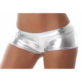 Jela London Wetlook GoGo Hotpants Shorts kurz Glanz metallic, Silber S (34/36)
