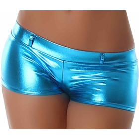 Jela London Wetlook GoGo Hotpants Shorts kurz Glanz metallic, T&uuml;rkis S (34/36)