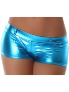 Jela London Wetlook GoGo Hotpants Shorts kurz Glanz metallic, Türkis S (34/36)