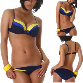 Push-Up Plunge Bikini-Set mit Farbspiel, Blau 34 70B
