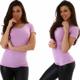 Jela London Damen Longshirt T-Shirt Rundhals Kurzarm Violett 38 XL