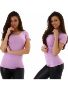 Jela London Damen Longshirt T-Shirt Rundhals Kurzarm Violett 38