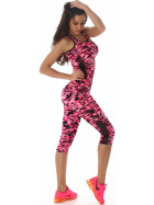 SL1 Damen Sportanzug Trainingsanzug Fitness-Set Top Leggings, Pink SM
