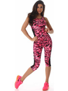 SL1 Damen Sportanzug Trainingsanzug Fitness-Set Top Leggings, Pink SM