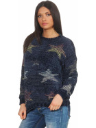StyleLightOne Damen Kuschel-Pullover Sternen-Motiv zart 36-40, Blau