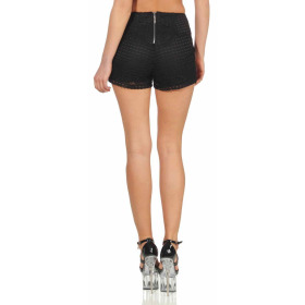StyleLightOne High-Waist Netz-Shorts Hotpants Streifen, 38 (M) Schwarz