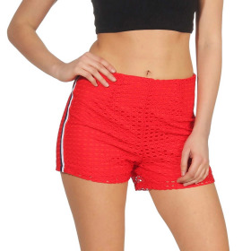 StyleLightOne High-Waist Netz-Shorts Hotpants Streifen, 40 (L) Rot
