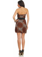 StyleLightOne Damen Bandeau Kleid Leopard Stretch Gürtel Braun 34 36 38
